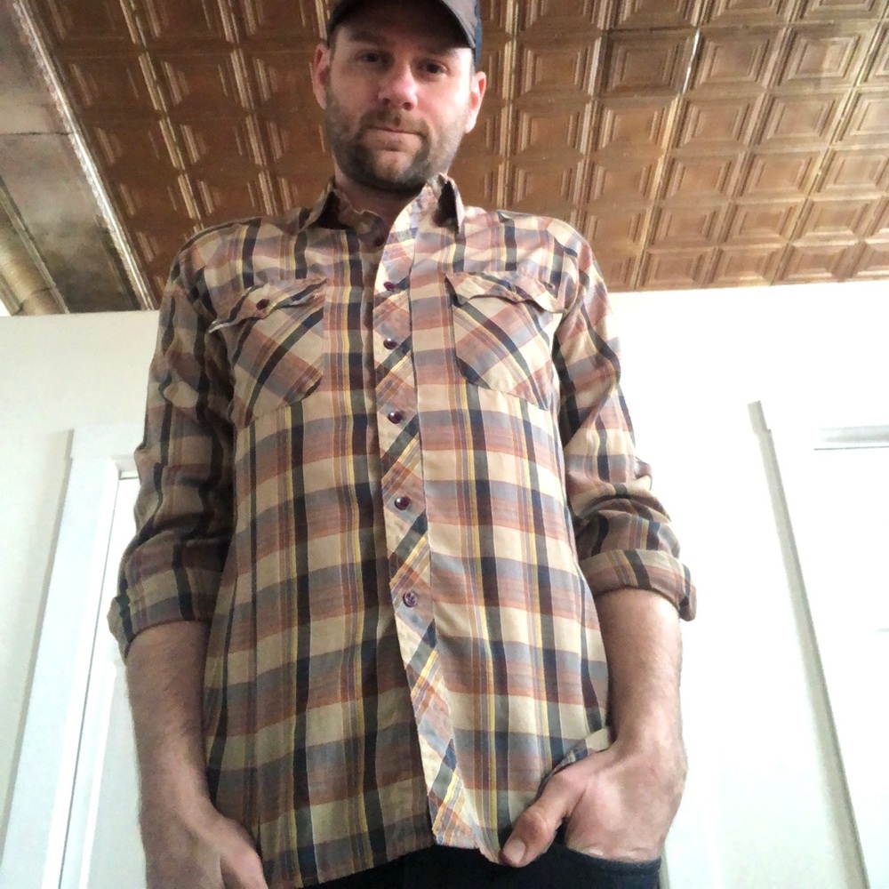 Mad Man Vintage Long Sleeve LS Button Down Shirt Large L